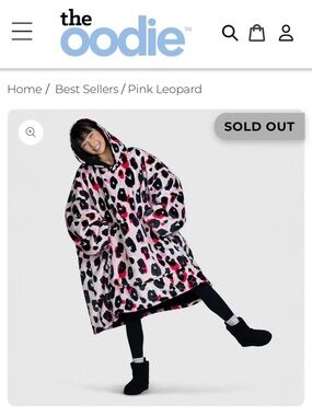 The Oodie Pink Leopard Oversized Wearable Blanket Hoodie - S/M